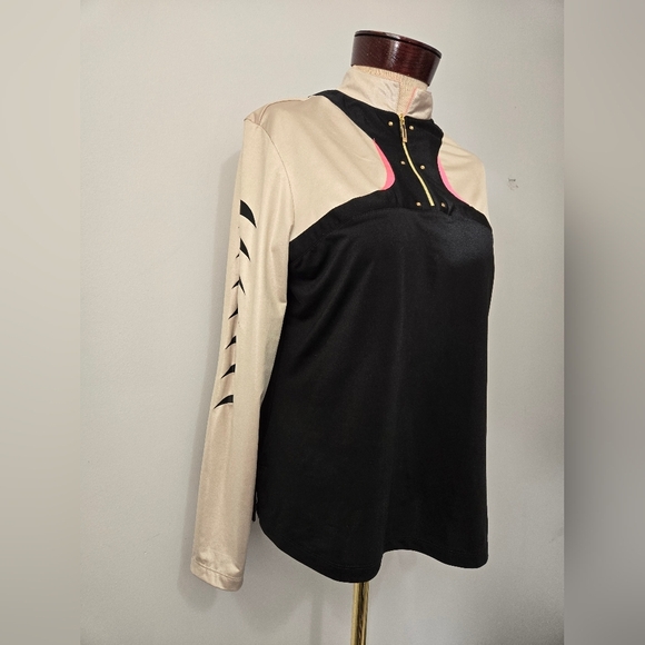 JAIMIE SADOCK Black/ Gold/ Pink Long Sleeve Golf/ Sport Shirt. Womens Medium - Picture 3 of 12